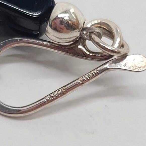 Jay King DRT Sterling Silver Blue Turquoise Onyx Inlay Pendant Beaded Necklace - Picture 6 of 10